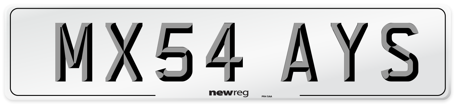 MX54 AYS Number Plate from New Reg